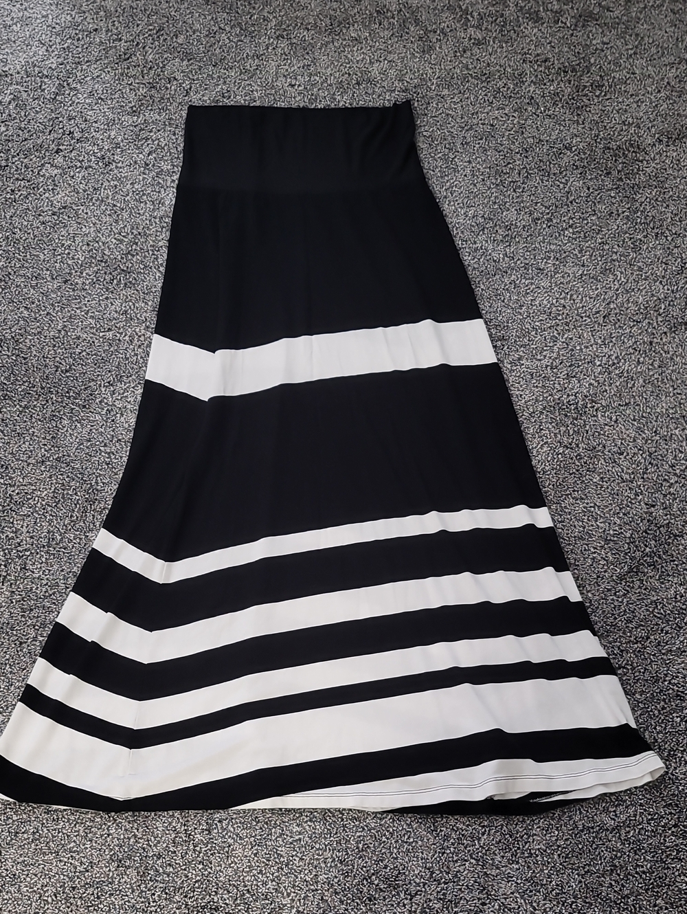 Black and White Striped Maxi Skirt